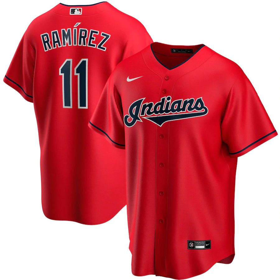 Mens Cleveland Indians #11 Jose Ramirez Nike Red Alternate Replica Player Name MLB Jerseys->houston astros->MLB Jersey